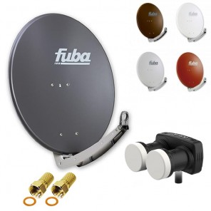 HD Digital Sat Anlage 2 Satelliten Astra/Hotbird - 1 Teilnehmer | Fuba DAA780 Alu Sat Schüssel 78cm+ DUR-line MB6-US Monoblock Single LNB 6° (DVB-S2, HDTV, 4K/8K, 3D) + 2xF-Stecker vergoldet