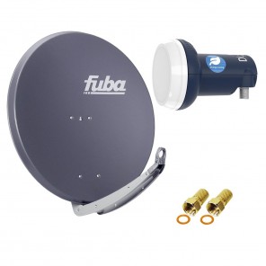 Digital Sat Anlage 1 Teilnehmer - Stromspar-Set | Fuba DAA 850 A Satellitenschüssel 85cm Alu anthrazit + DUR-line Blue Eco Single LNB (stromsparend, DVB-S2, HDTV, UHD 4K/8K, 3D)