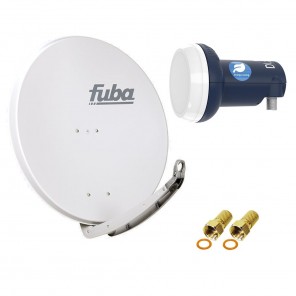 Digital Sat Anlage 1 Teilnehmer - Stromspar-Set | Fuba DAA 850 G Satellitenschüssel 85cm Alu hellgrau + DUR-line Blue Eco Single LNB (stromsparend, DVB-S2, HDTV, UHD 4K/8K, 3D)