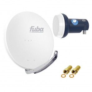 Digital Sat Anlage 1 Teilnehmer - Stromspar-Set | Fuba DAA 850 W Satellitenschüssel 85cm Alu weiß + DUR-line Blue Eco Single LNB (stromsparend, DVB-S2, HDTV, UHD 4K/8K, 3D)