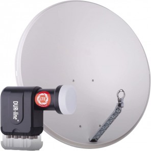 DUR-line 8 Teilnehmer Set - Satelliten-Komplettanlage | DUR-line Select 85/90G Satellitenschüssel Alu hellgrau + DUR-line +Ultra Octo LNB