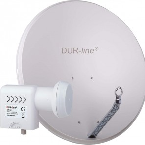 DUR-line 24 Teilnehmer Unicable Sat-Anlage | Set bestehend aus DUR-line Select 85/90 G hellgrau + DUR-line Unicable LNB UK 124