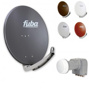 Fuba Sat Anlage 4 Teilnehmer | DAA 780 Satellitenschüssel 80cm Alu (Testergebnis: ausgezeichnet)* + Fuba DEK 417 Quad LNB 4 Teilnehmer (DVB-S2, HDTV, UHD 4K/8K, 3D) mit LTE-Störfilter