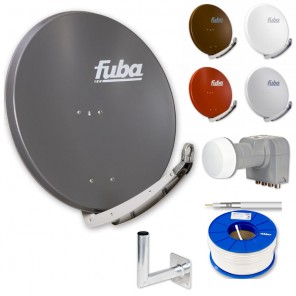 Fuba HDTV Sat-Anlage 4 Teilnehmer | Fuba DAA 850 Alu Sat-Antenne + DEK 417 LNB + DAZ Winkelwandhalter + KKE 300 Koaxialkabel