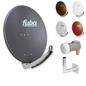 Fuba Digital Sat-Anlage 1 Teilnehmer | Sat Komplettset - Fuba DAA 780 Alu Satellitenschüssel 80cm + DEK 117 Single LNB 1 Teilnehmer (8K, 4K, UHD, HDTV und 3D-kompatibel) + Alu Winkelwandhalter