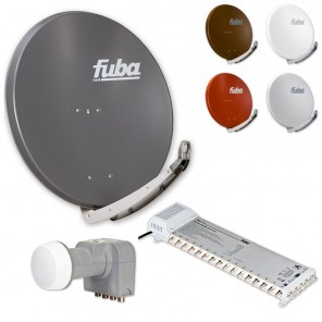 Fuba Digital Sat-Anlage 16 Teilnehmer | Sat Komplettset - Fuba DAA 850 Satellitenschüssel 85cm Alu + DEK 407 Quattro LNB + Fuba Multischalter 16 Teilnehmer (8K, 4K, UHD, HDTV und 3D-kompatibel)