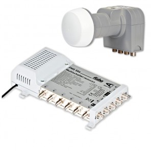 Fuba 6-Teilnehmer Digital Umrüstset - bestehend aus Fuba DEK 407 Quattro-LNB und Fuba FMS 506 Multischalter