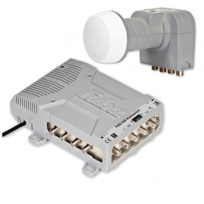 Fuba 8-Teilnehmer PREMIUM Digital Umrüstset - bestehend aus Fuba DEK 407 Quattro-LNB und Fuba FMQ 508 HQ HDTV Multischalter