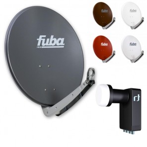 Fuba DAA 650 HD Sat Anlage - 4 Teilnehmer (m. Inverto Quad LNB) - Sat Anlage bestehend aus Fuba DAA 650 in Ihrer Wunschfarbe + Inverto Black Ultra Quad LNB