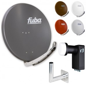 Fuba DAA 850 HD Sat Anlage - 4 Teilnehmer (m. Inverto Quad LNB) - Sat Anlage bestehend aus Fuba DAA 850 in Ihrer Wunschfarbe + Inverto Black Ultra Quad LNB + Fuba Wandhalter