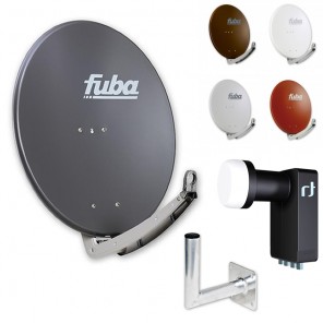 Fuba DAA 780 HD Sat Anlage - 4 Teilnehmer (m. Inverto Quad LNB) - Sat Anlage bestehend aus Fuba DAA 780 in Ihrer Wunschfarbe + Inverto Black Ultra Quad LNB + Fuba Wandhalter