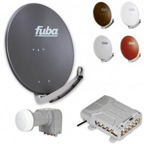 Fuba HD Sat-Anlage 8 Teilnehmer | Sat Komplettset - Fuba DAA 780 Satellitenschüssel 80cm Alu + DEK 407 Quattro LNB + Fuba Profi Multischalter 8 Teilnehmer (8K, 4K, UHD, HDTV und 3D-kompatibel)