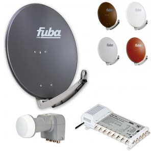 Fuba Digital Sat-Anlage 8 Teilnehmer | Sat Komplettset - Fuba DAA 780 Satellitenschüssel 80cm Alu + DEK 407 Quattro LNB + Fuba Multischalter 8 Teilnehmer (8K, 4K, UHD, HDTV und 3D-kompatibel)