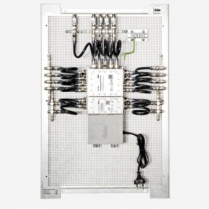 Fuba FMP 512 SL Multischalter-Paneel | Multischalter/Multiswitch 12 Teilnehmer, ein Satellit, komplett vormontiert im Montageschrank mit Erdung/Potentialausgleich/Überspannungsschutz, EN/VDE-konform, erweiterbar