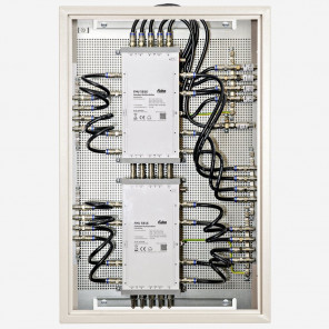 Fuba FEP 51616 SL Unicable Multischalter-Paneel | Multischalter bis 16x16 Teilnehmer, für einen bis zwei Satelliten, komplett vormontiert im Montageschrank mit Erdung/Potentialausgleich/Überspannungsschutz, EN/VDE-konform