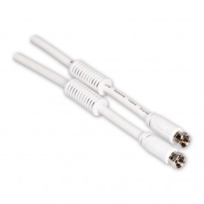 Fuba FFW 050 F-Anschlusskabel 0,5m weiß | 4-fach geschirmt mit Mantelstromfilter, SAT-Anschlusskabel, F-Stecker auf F-Stecker, Koaxialkabel