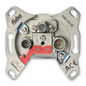 Fuba GAD 518 DC 3-Loch Sat-Durchgangsdose | 18 dB Anschlussdämpfung, DC-Durchlass, Unicable-tauglich