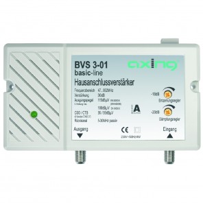 Axing BVS 3-01 CATV-Verstärker 30 dB regelbar - 98 dBµV (für DVB-C, UKW, DAB+, DVB-T und DVB-T2 geeignet)