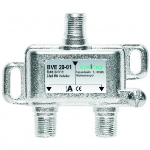 Axing BVE 20-01 2-Fach BK-Verteiler (5-1000 MHz) für BK/DVB-T2 HD, F-Anschlüsse