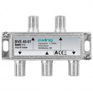 Axing BVE 40-01 BK-Verteiler 4-fach basic-line | für Kabelfernsehen und DVB-T2 HD, 5 bis 1006 MHz, rückkanaltauglich