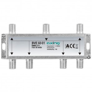 Axing BVE 60-01 BK-Verteiler 6-fach basic-line | für Kabelfernsehen und DVB-T2 HD, 5 bis 1006 MHz, rückkanaltauglich