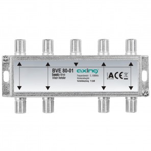 Axing BVE 80-01 BK-Verteiler 8-fach basic-line | für Kabelfernsehen und DVB-T2 HD, 5 bis 1006 MHz, rückkanaltauglich