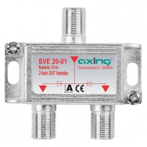 Axing SVE 20-01 Sat-Verteiler 2-fach basic-line | für Satellitenanlagen und DVB-T2 HD, 5 bis 2400 MHz, Unicable-tauglich, DC-Durchlass, DC-diodenentkoppelt