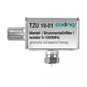 Axing TZU 10-01 Mantelstromfilter / Brummentstörfilter (5 bis 1006 MHz) - F-Buchse/F-Stecker - für Kabelfernsehen DVB-C Radio DVB-T2 HD 