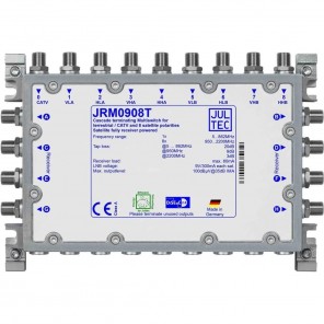 Jultec JRM 0908T Sat-Multischalter 8 Teilnehmer | 2 Satelliten, Endkaskade, DVB-T/T2- und DVB-C/Docsis-Verteilung, stromsparend