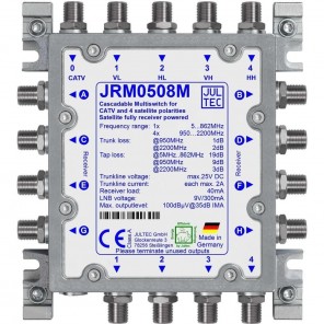 Jultec JRM 0508M Sat Multischalter 8 Teilnehmer | 1 Satellit, kaskadierbar, DVB-T/T2- und DVB-C/Docsis-Verteilung, stromsparend