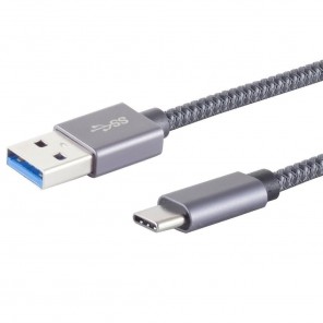 S-Impuls 13-38020 USB-A/C Adapterkabel 1m grau USB 3.2, Gen 2x1, 10 Gbps, USB-A/C-Stecker, PET-G.