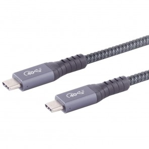 S-Impuls 13-67020 USB-C 4.0 Kabel 1m grau Gen 3x2, 40 Gbps, PD 100W, USB-C-Stecker, PET-Gefl