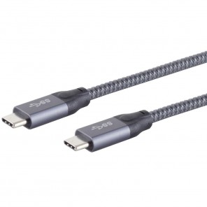 S-Impuls 13-47150 USB-C 4.0 Kabel 1,5m grau Gen 2x2, 20 Gbps, PD 100W, USB-C-Stecker, PET-Gefl