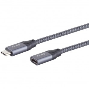 S-Impuls 13-46010 USB-C Verlängerungskabel 0,5m Gen 2x1, 10 Gbps, PD 100W, USB-C-Stecker/Buchse