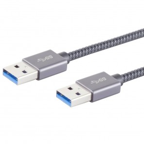 S-Impuls 13-37020 USB-A 3.2 Kabel 1m grau Gen 2x1, 10 Gbps, PD 15W, USB-A-Stecker, PET-Gefl.