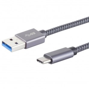 S-Impuls 13-38010 USB-A/C Adapterkabel 0,5m grau USB 3.2, Gen 2x1, 10 Gbps, USB-A/C-Stecker, PET-G.