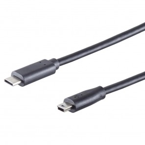 S-Impuls 77144-1.0 USB-C/Mini-USB-B Adapterk. 1m schwarz, USB 2.0, 480 Mbit/s, 2,5W