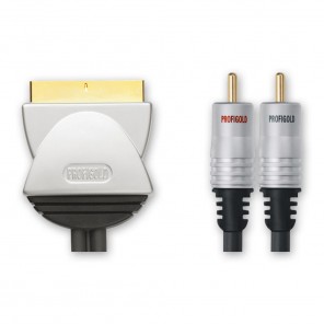 Profigold PGV 572 Videoanschlusskabel Scart-Stecker auf 2x Cinch-Stecker vergoldet 1,50 Meter