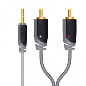 SinoxPlus SXA 3402 Y-Audiokabel 3,5mm Klinkenstecker stereo auf 2x Cinch-Stecker, 2,00 m