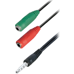 AI11 Headset Adapterkabel 4 pol. 3,5mm Klinkenstecker - 2x 3,5mm Klinkenkupplung stereo