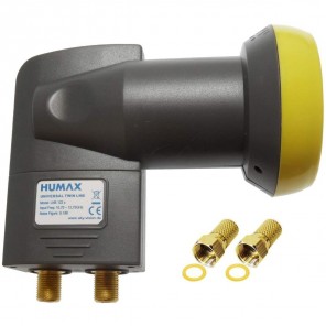 Humax Gold Twin LNB 2 Teilnehmer | Twin Universal LNB, LTE-Filter, inkl. Wetterschutztülle + 2x F-Stecker (HD, Full HD, UHD, 4K)