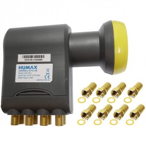 Humax Gold Octo LNB 8 Teilnehmer | Octo Universal LNB, LTE-Filter, inkl. Wetterschutzgehäuse + 8x F-Stecker (HD, Full HD, UHD, 4K)