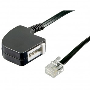 Goobay 68584 TAE Adapter 0,2m schwarz | TAE-F-Buchse > RJ11/RJ14-Stecker (6P4C)